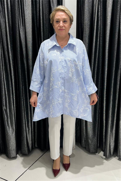 Selma Büyük Beden Oversize Çiçek Desenli Gömlek