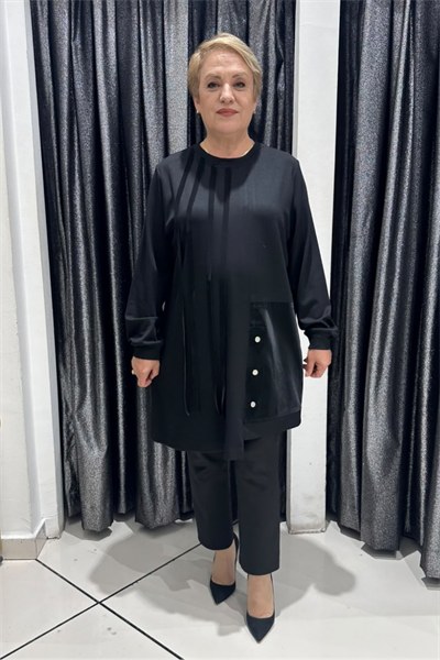 Selma Büyük Beden Oysho Kumaş Paraşüt Detaylı Çıtçıt Aksesuarlı Tunik
