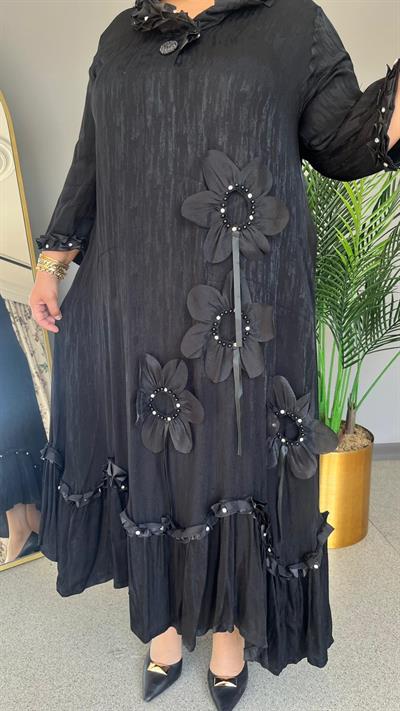 Selma Büyük Beden Özel Tasarım Çiçekli Elbise