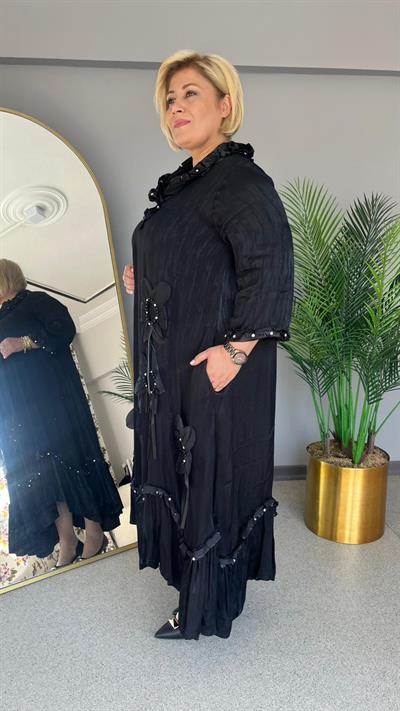 Selma Büyük Beden Özel Tasarım Çiçekli Elbise