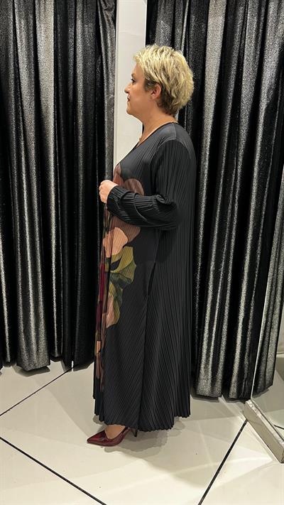 Selma Büyük Beden Özel Tasarım Desenli Elbise