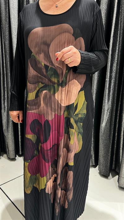 Selma Büyük Beden Özel Tasarım Desenli Elbise