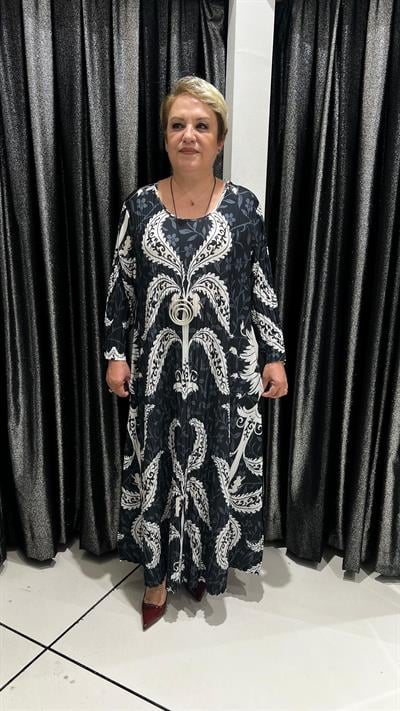 Selma Büyük Beden Özel Tasarım Kolye Hediyeli Elbise