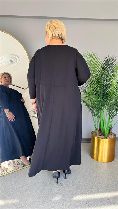Selma Büyük Beden Özel Tasarım Siyah Elbise