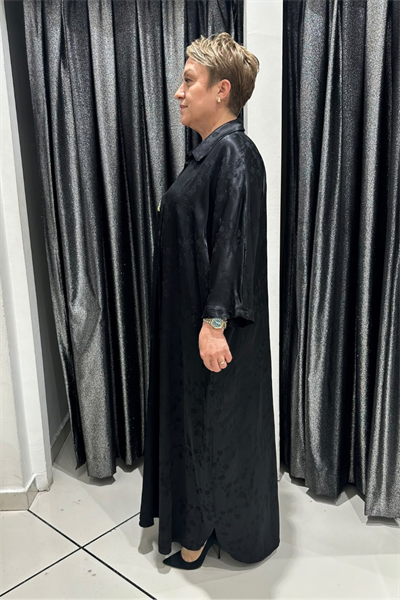 Selma Büyük Beden Pamuk Saten Çiçek Detaylı Elbise