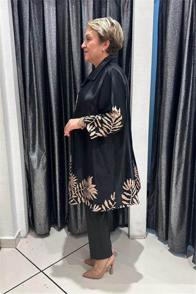 Selma Büyük Beden Pamuk Saten Desenli Tunik