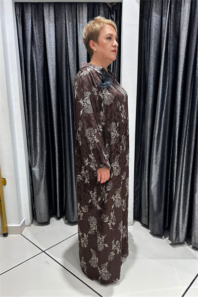 Selma Büyük Beden Pamuk Saten Omuz Detaylı Elbise