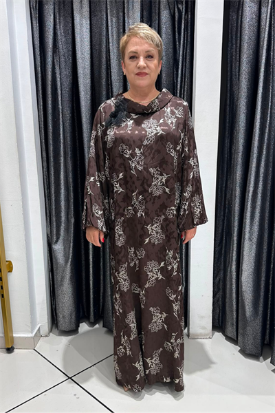 Selma Büyük Beden Pamuk Saten Omuz Detaylı Elbise