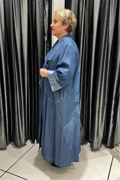 Selma Büyük Beden Pamuklu Denim Kap