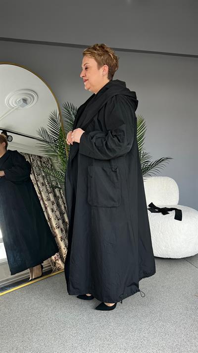 Selma Büyük Beden Paraşüt Kumaş Pardesü