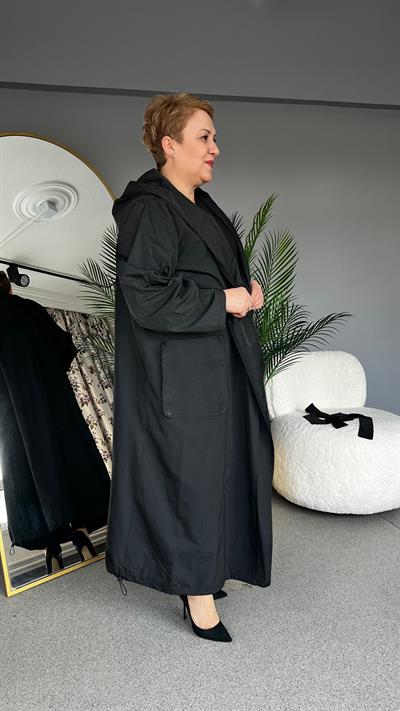 Selma Büyük Beden Paraşüt Kumaş Pardesü