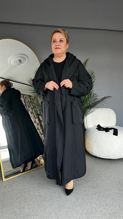 Selma Büyük Beden Paraşüt Kumaş Pardesü