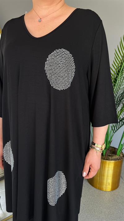 Selma Büyük Beden Parlak Taş Desenli Viskon Tunik