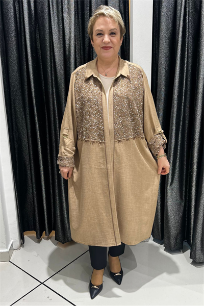 Selma Büyük Beden Payet Detaylı İçli Dışlı Takım
