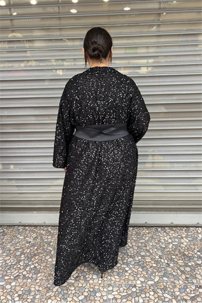 Selma Büyük Beden Payetli Abaya