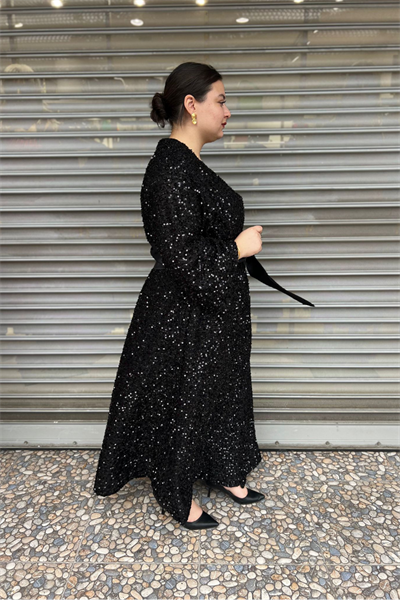 Selma Büyük Beden Payetli Abaya