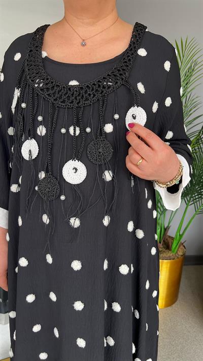 Selma Büyük Beden Puantiyeli Elbise