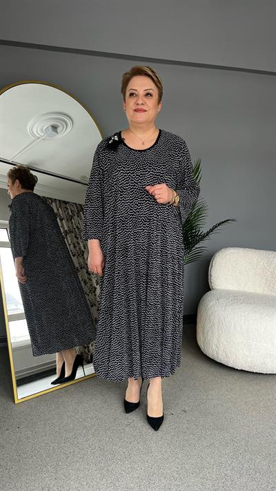 Selma Büyük Beden Puantiyeli Elbise
