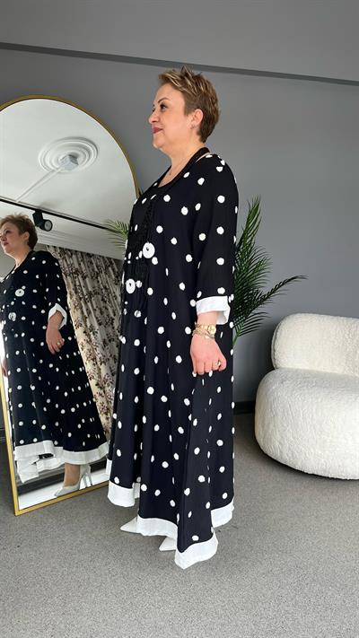 Selma Büyük Beden Puantiyeli Elbise