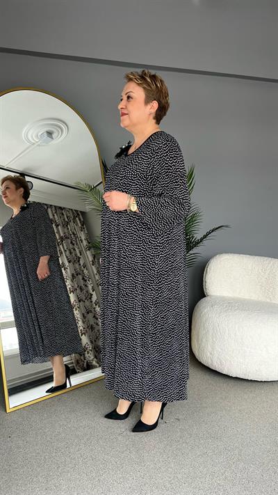 Selma Büyük Beden Puantiyeli Elbise