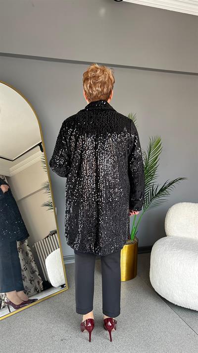 Selma Büyük Beden Pul Payetli Ceket