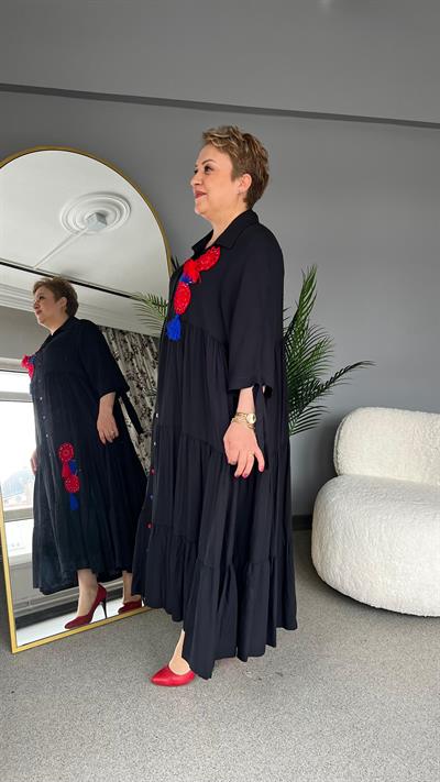 Selma Büyük Beden Püskül Detaylı Elbise