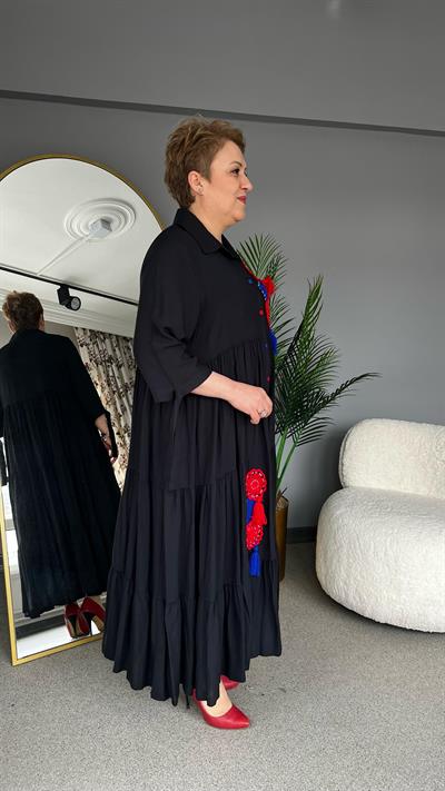 Selma Büyük Beden Püskül Detaylı Elbise