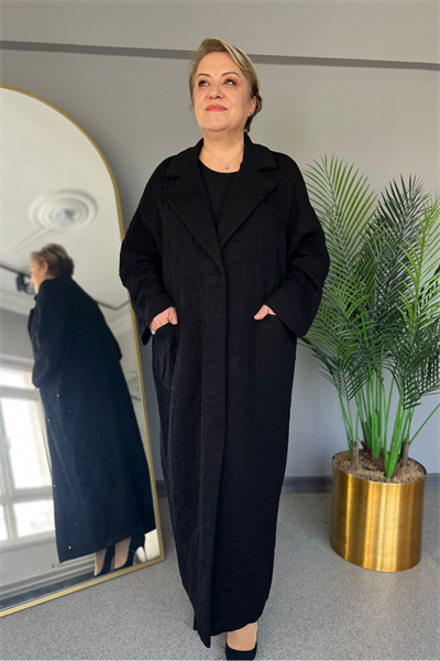 Selma Büyük Beden Rahat Kesim Cepli Kaban