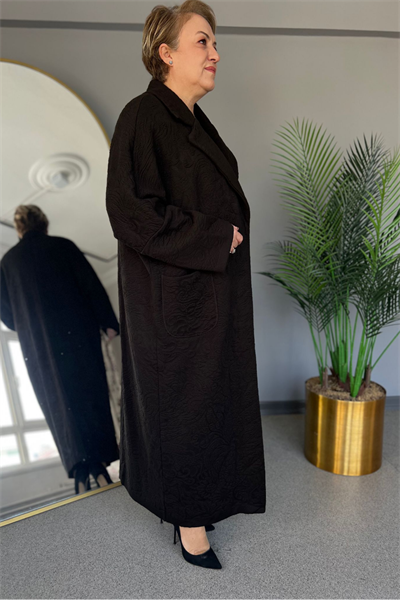 Selma Büyük Beden Rahat Kesim Cepli Kaban