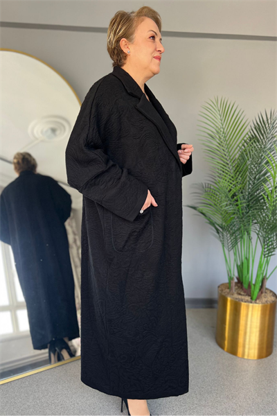 Selma Büyük Beden Rahat Kesim Cepli Kaban