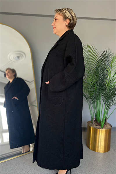 Selma Büyük Beden Rahat Kesim Cepli Kaban