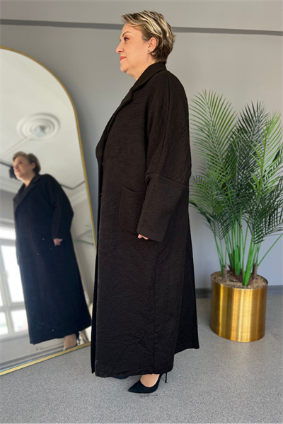 Selma Büyük Beden Rahat Kesim Cepli Kaban