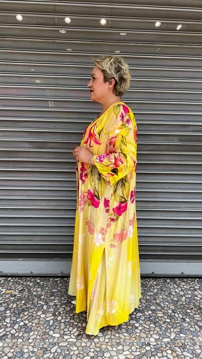 Selma Büyük Beden Rahat Kesim Çiçekli Yazlık Takım