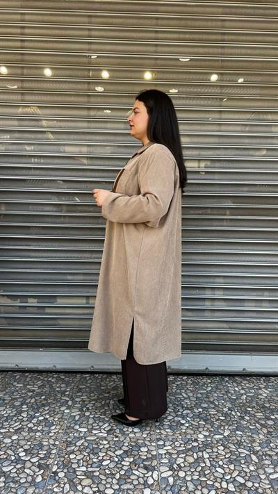 Selma Büyük Beden Rahat Kesim Fitilli Gömlek