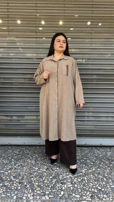 Selma Büyük Beden Rahat Kesim Fitilli Gömlek