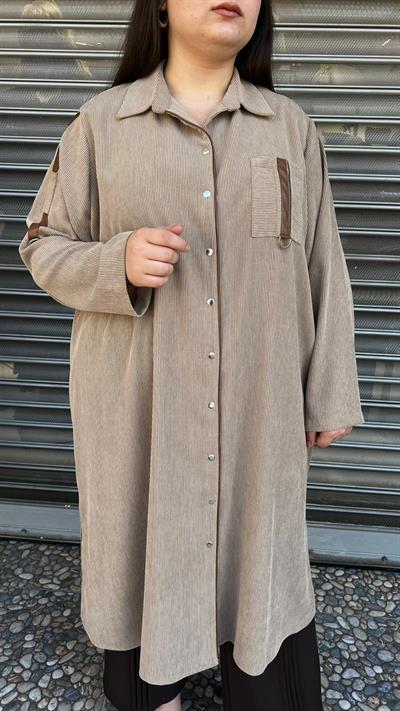 Selma Büyük Beden Rahat Kesim Fitilli Gömlek