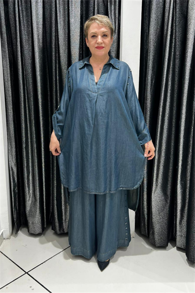 Selma Büyük Beden Rahat Kesim İkili Kot Takım