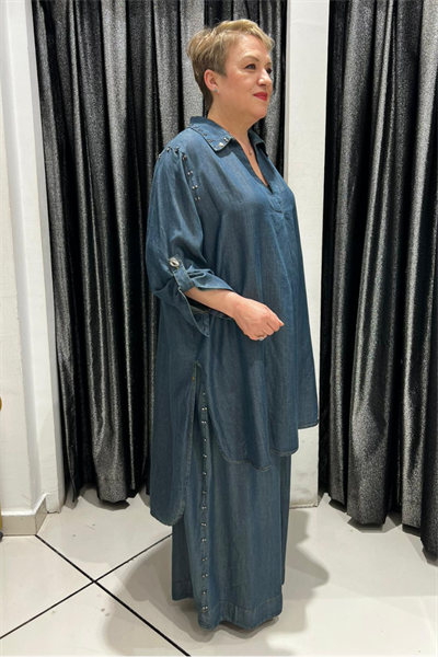 Selma Büyük Beden Rahat Kesim İkili Kot Takım