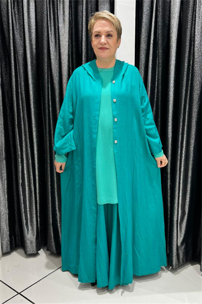 Selma Büyük Beden Rahat Kesim Kapüşonlu Takım