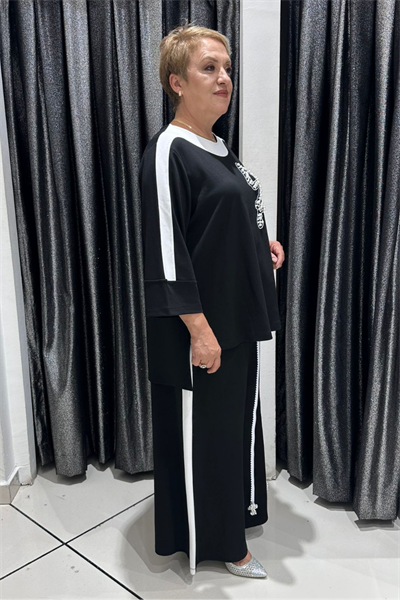 Selma Büyük Beden Rahat Kesim Modern Çelik Kumaş İkili Takım
