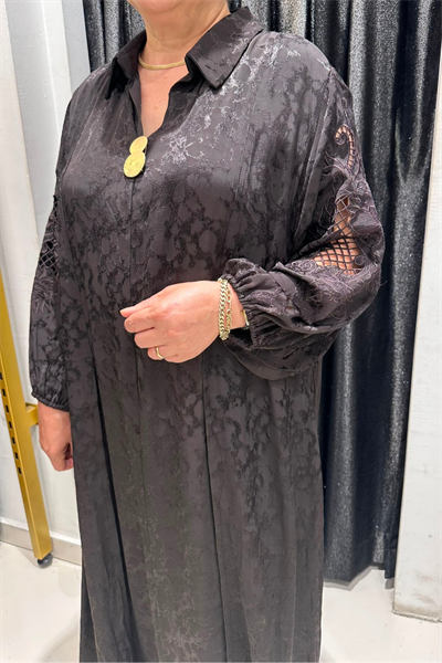 Selma Büyük Beden Rahat Kesim Pamuk Saten Elbise