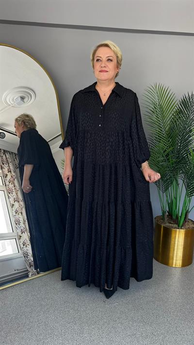 Selma Büyük Beden Rahat Kesim Saten Elbise