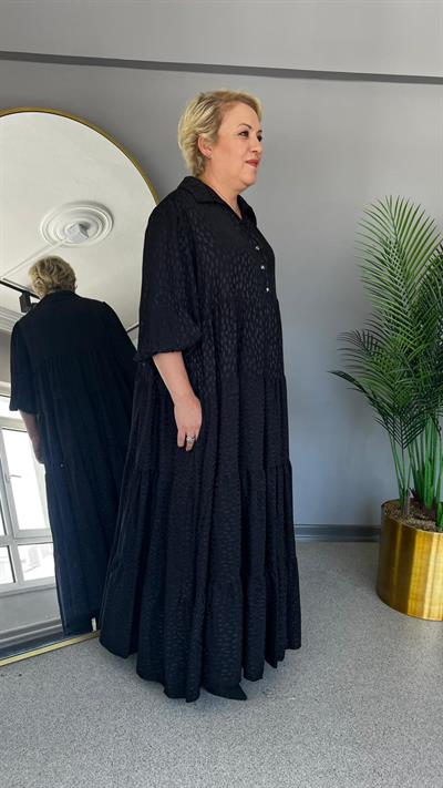 Selma Büyük Beden Rahat Kesim Saten Elbise