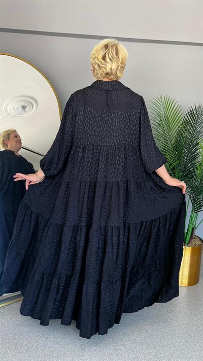 Selma Büyük Beden Rahat Kesim Saten Elbise