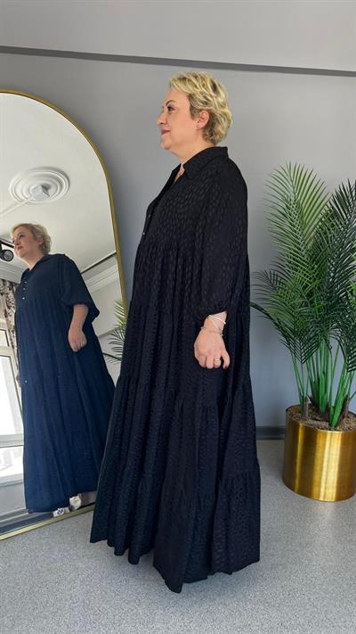 Selma Büyük Beden Rahat Kesim Saten Elbise