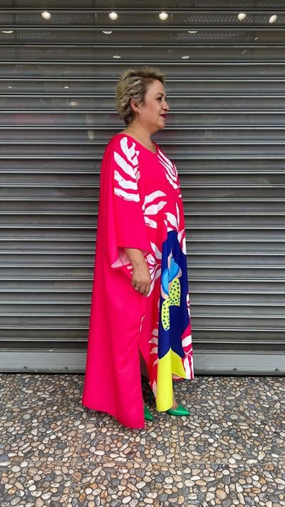 Selma Büyük Beden Renkli Desenli Elbise