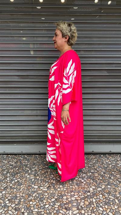 Selma Büyük Beden Renkli Desenli Elbise