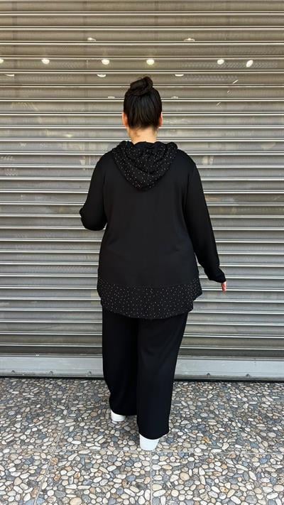 Selma Büyük Beden Renkli Desenli Rahat Kesim Takım