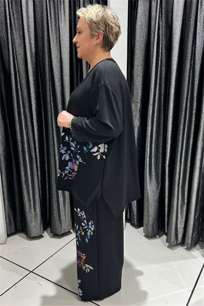 Selma Büyük Beden Renkli Desenli Takım