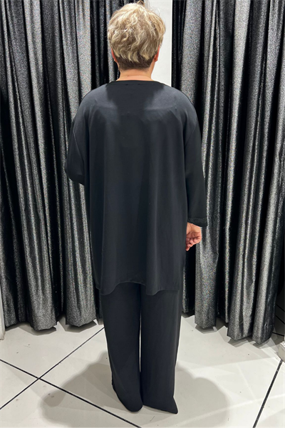 Selma Büyük Beden Renkli Desenli Takım